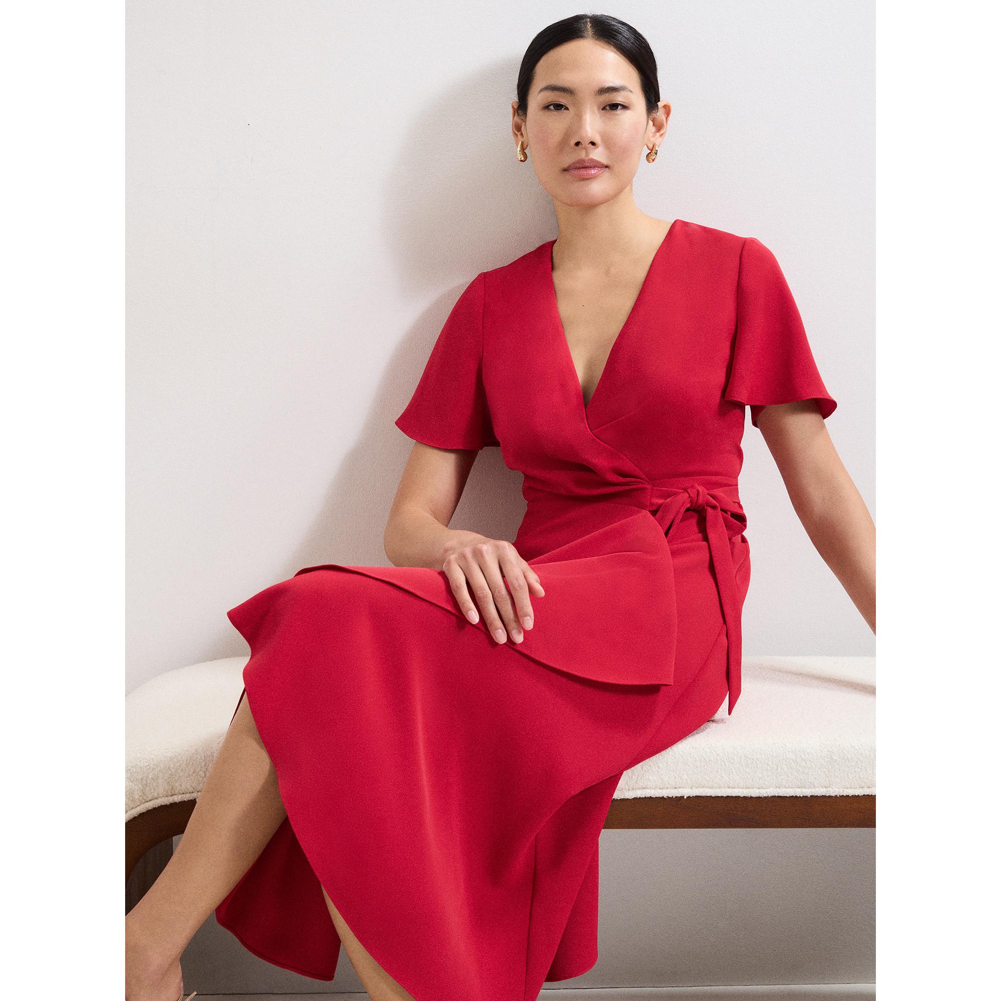 Phase Eight Abito Midi Incrociato Rosso  