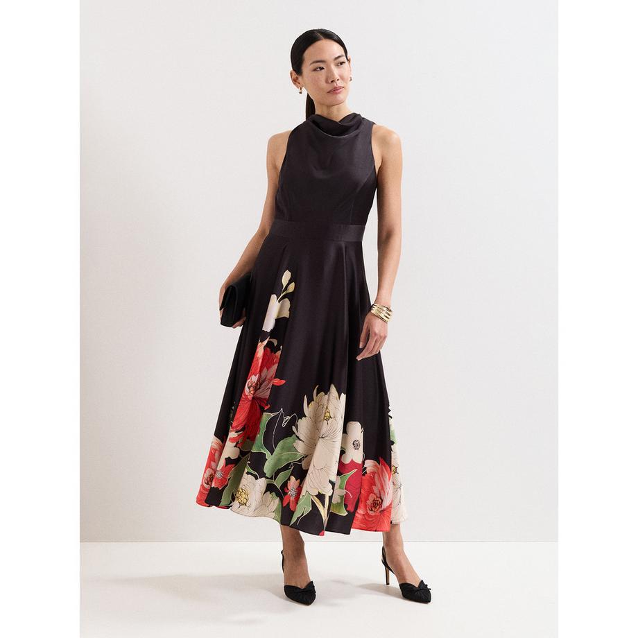 Phase Eight Robe Midi sans Manches en Satin Floral  