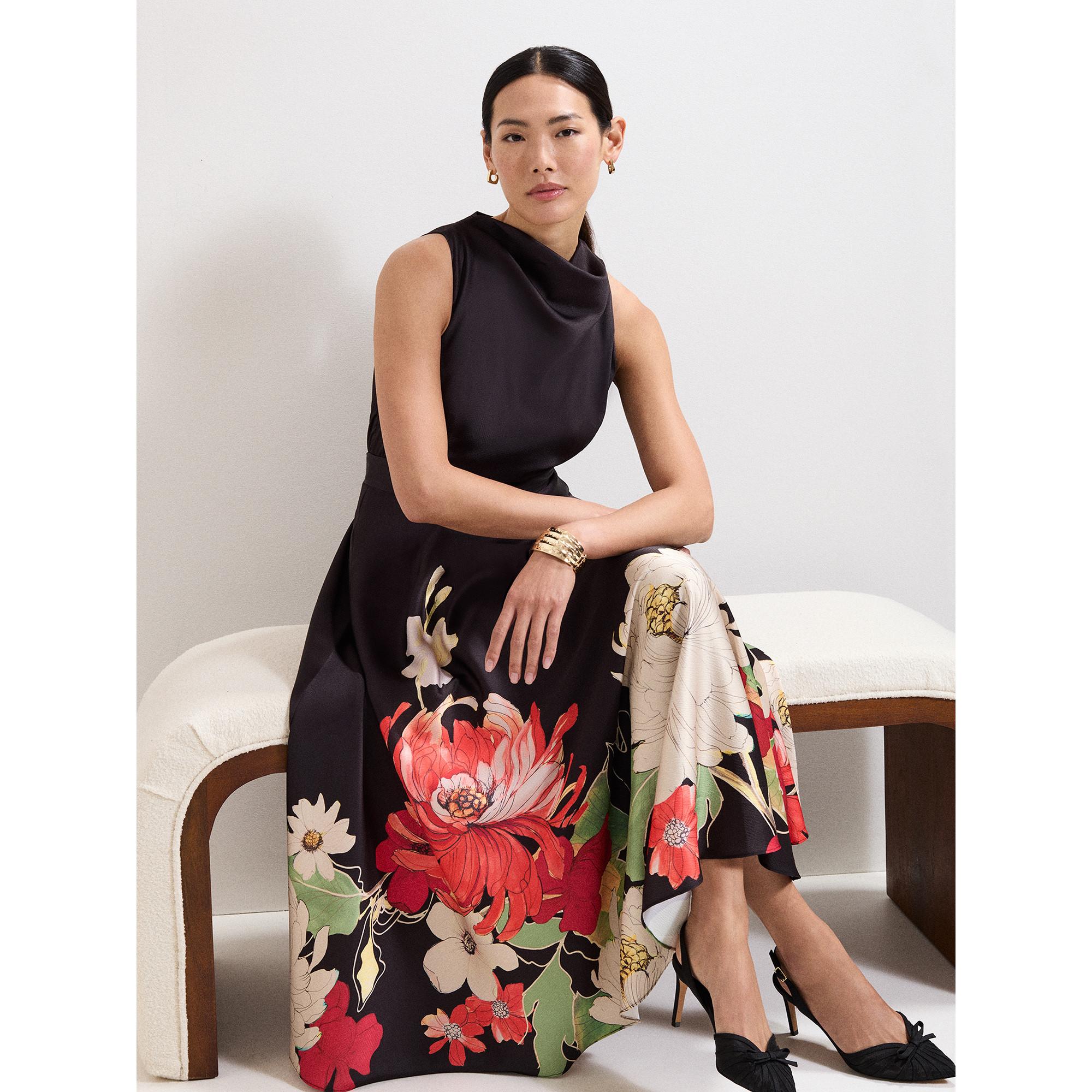 Phase Eight Ärmelloses Blumenmuster Midi Kleid  