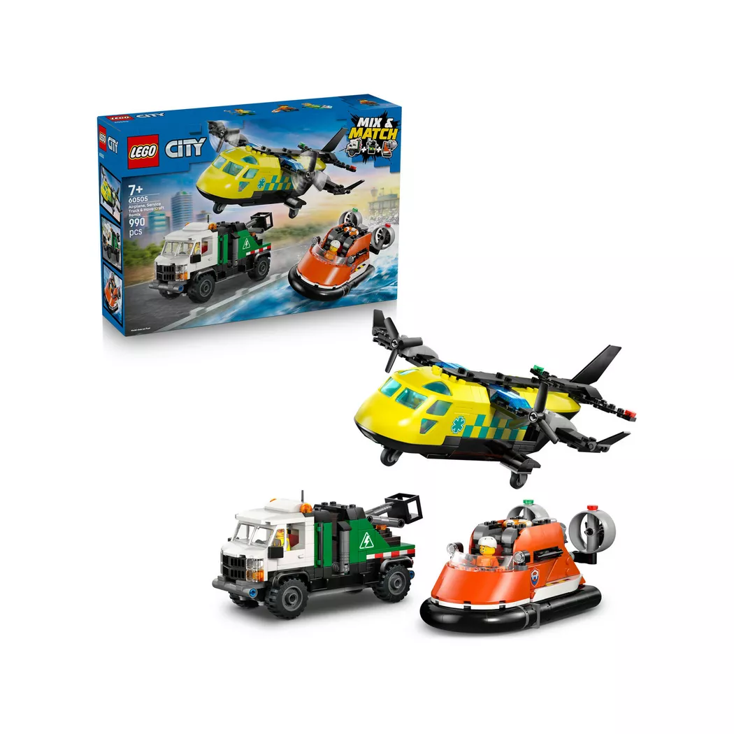 Lego City Fly-, servicebil- og luftputebåt-remix 60505
