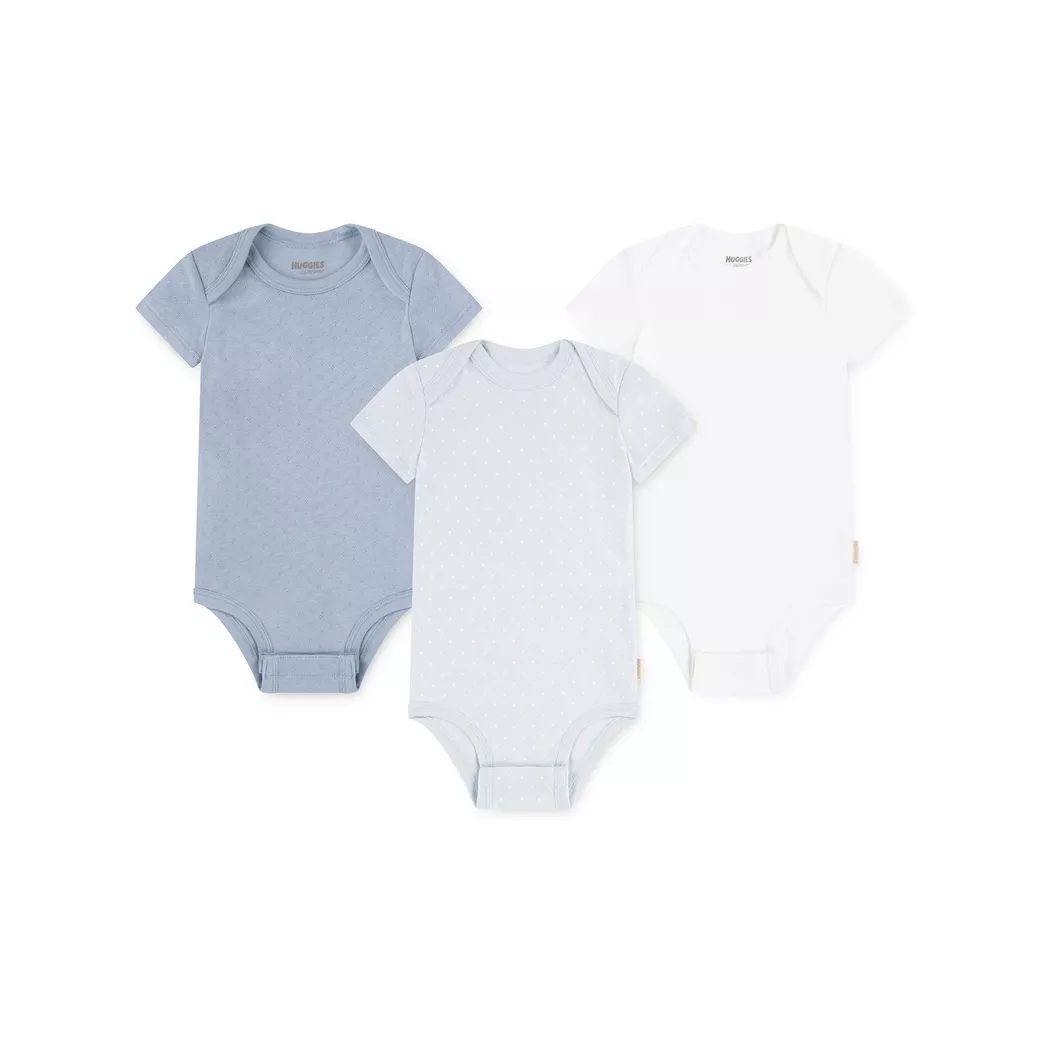 Langarmbody HUGGIES BABYWEAR "HUGB 3PK BODYSUIT", Jungen, Gr. 7 (92), N-Gr, huggies skyway, Feinripp, Obermaterial: 100% Baumwolle, unifarben, normal lang, Rundhals, abgerundeter Saum, Bodys, 3er-Pack, in Ripp-Optik 4