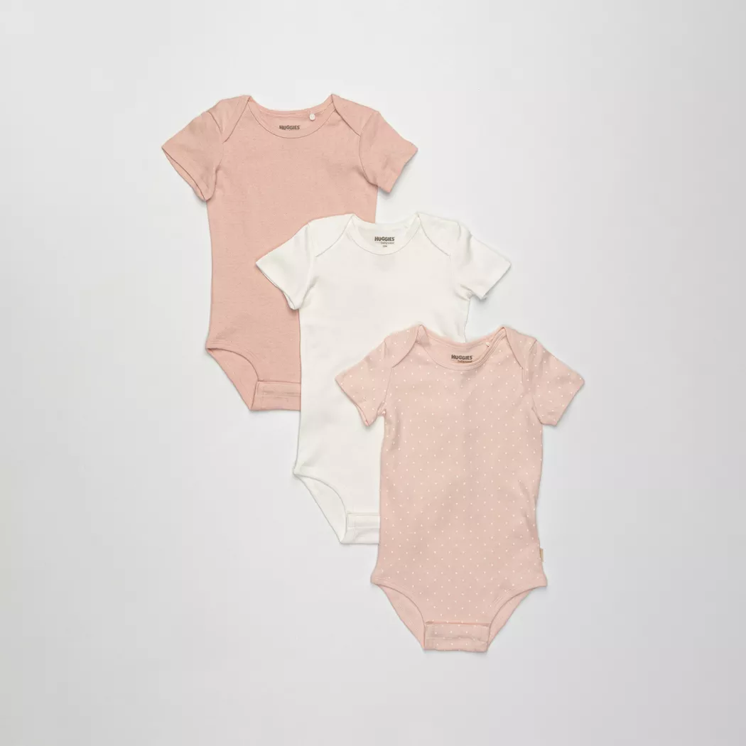 HUGGIES - Body, lot de 3, 9M, Rose