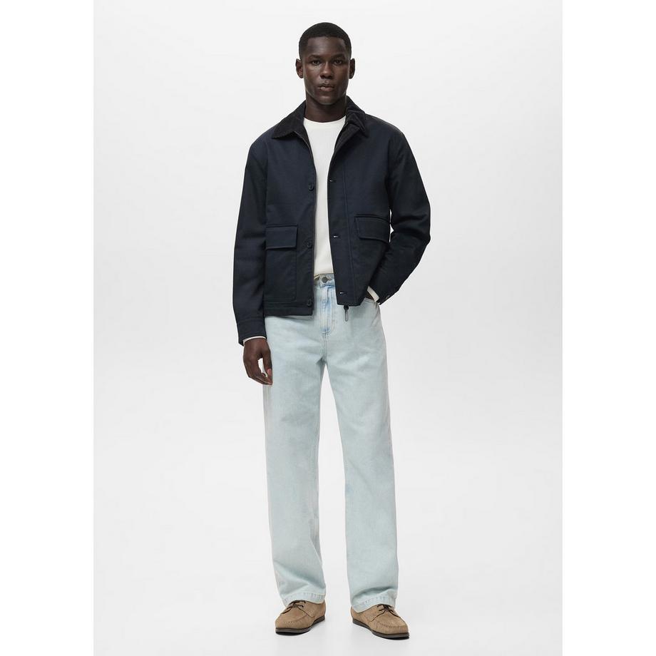 Mango Man Giacca con Collo in Velluto a Coste  