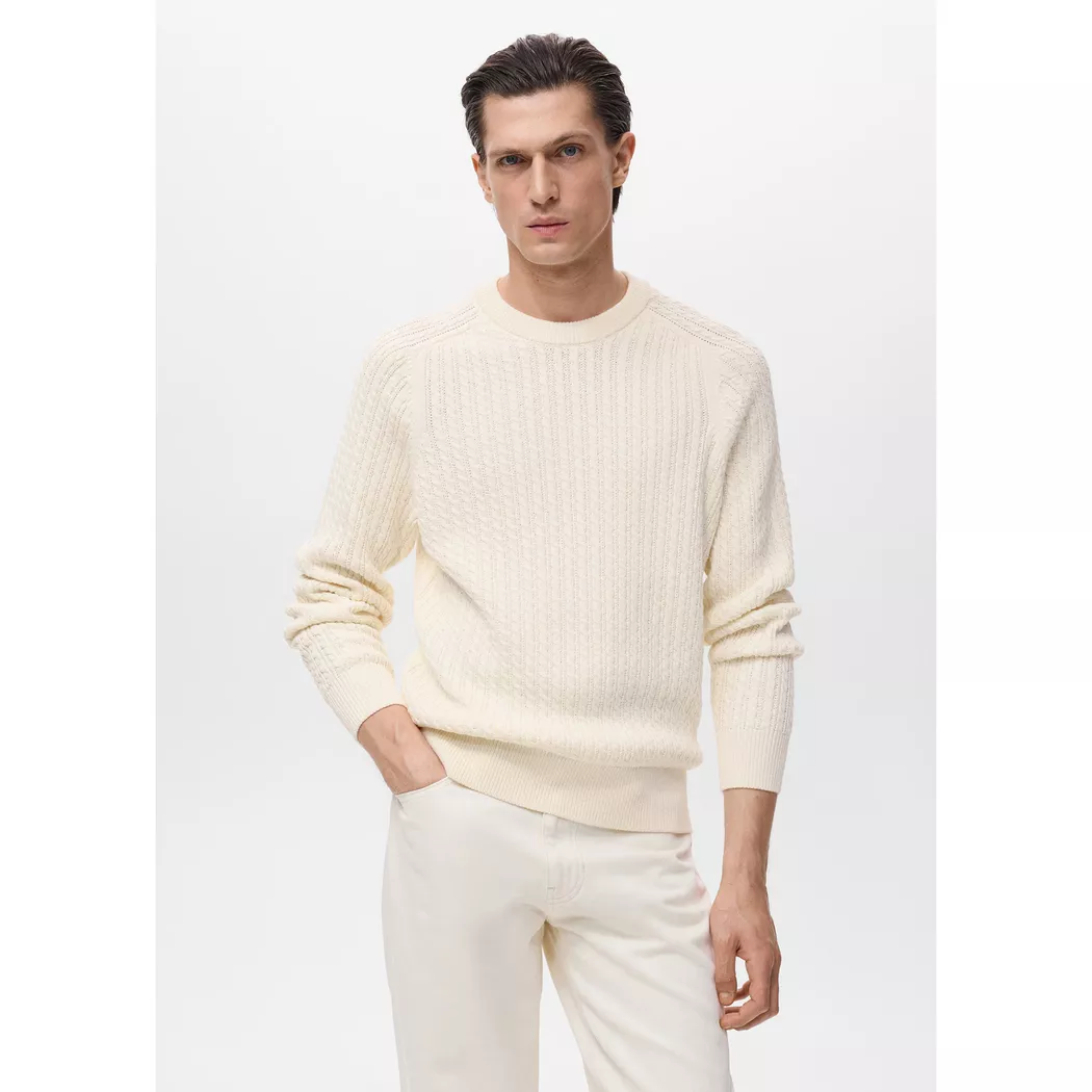 Mango Man - Sweatjacke, für Herren, Ecru, Größe XL