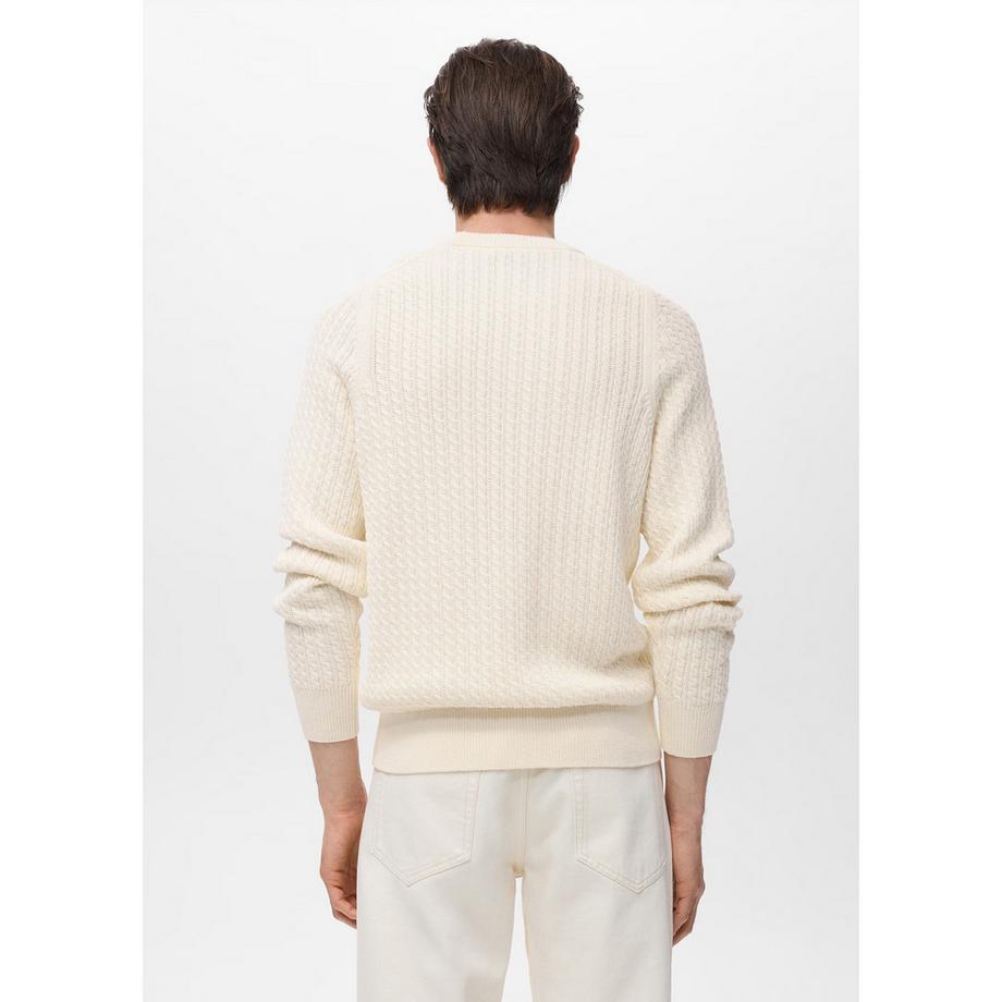 Mango Man Sweatshirt Maille Torsadée Col Rond  