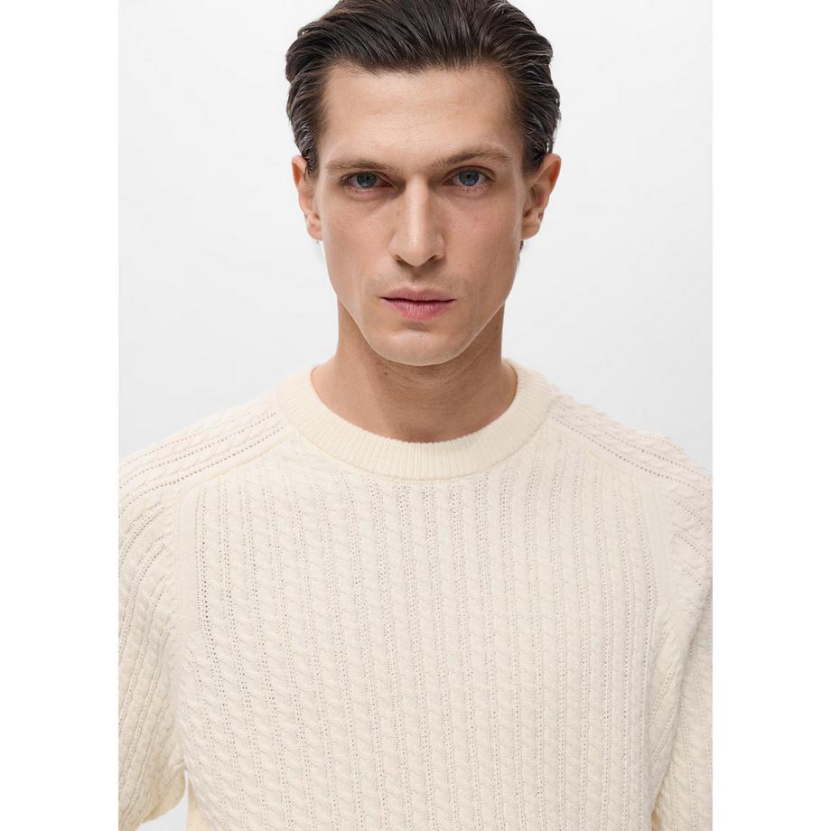 Mango Man Sweatshirt Maille Torsadée Col Rond  