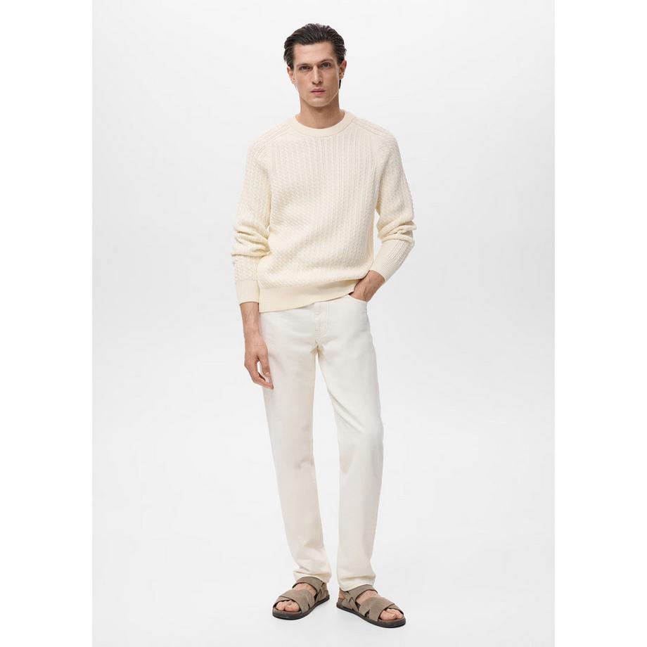 Mango Man Sweatshirt Maille Torsadée Col Rond  