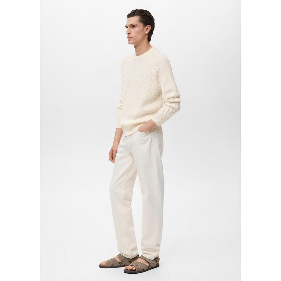 Mango Man Sweatshirt Maille Torsadée Col Rond  