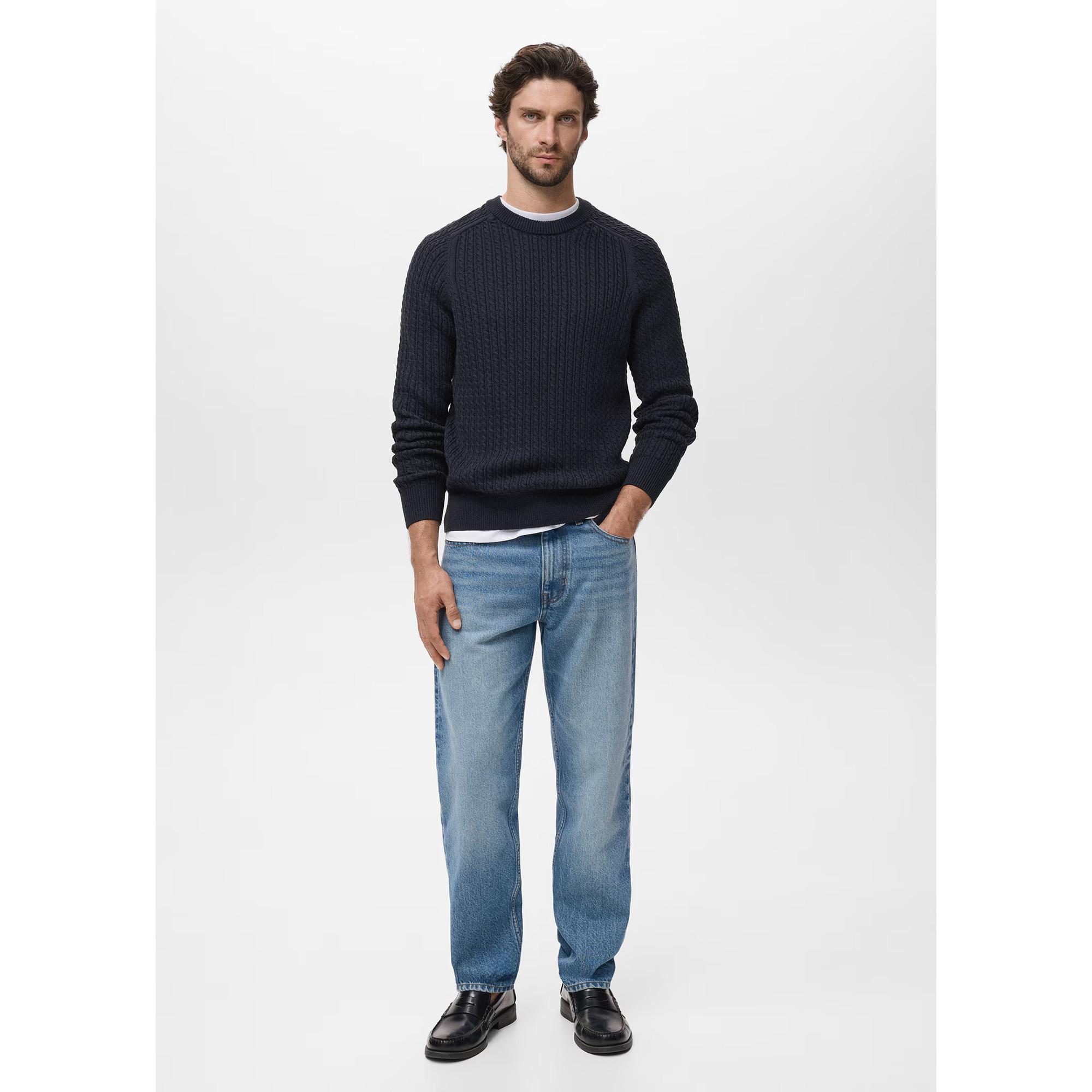 Mango Man Zopfmuster Regular Fit Sweatshirt  