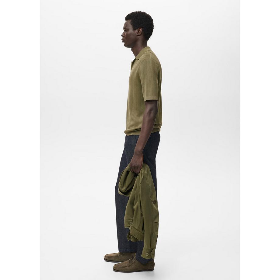Mango Man Polo Shirt mit Lochmuster  