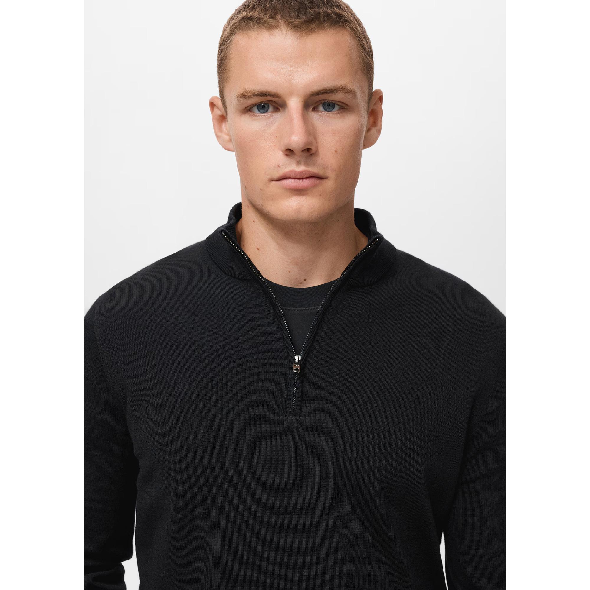 Mango Man Giacca Felpata Half Zip Collo Alto  