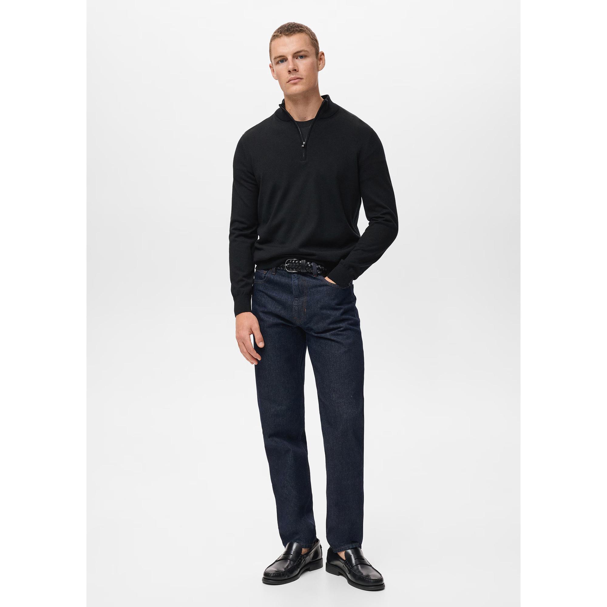 Mango Man Giacca Felpata Half Zip Collo Alto  