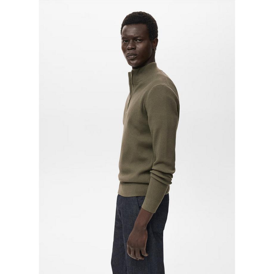 Mango Man Sweatshirt côtelé à demi-zip  