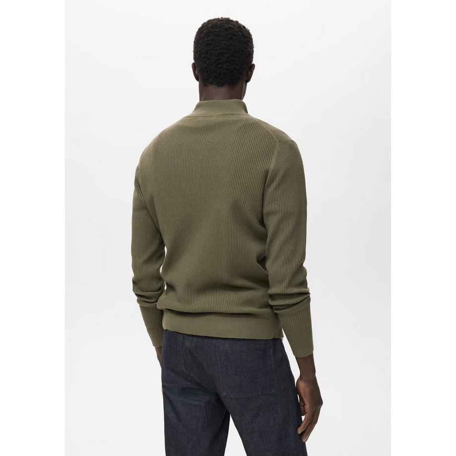 Mango Man Sweatshirt côtelé à demi-zip  