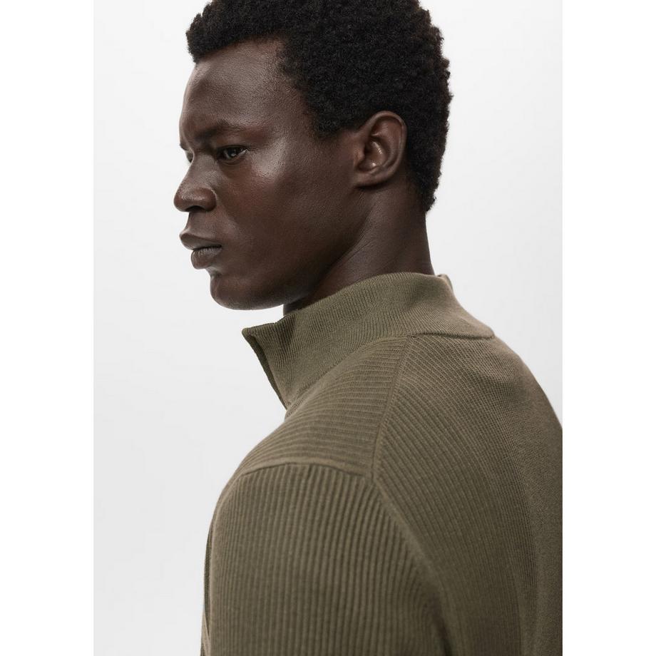 Mango Man Sweatshirt côtelé à demi-zip  