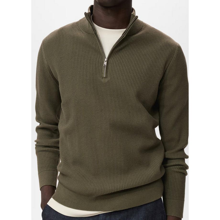 Mango Man Sweatshirt côtelé à demi-zip  