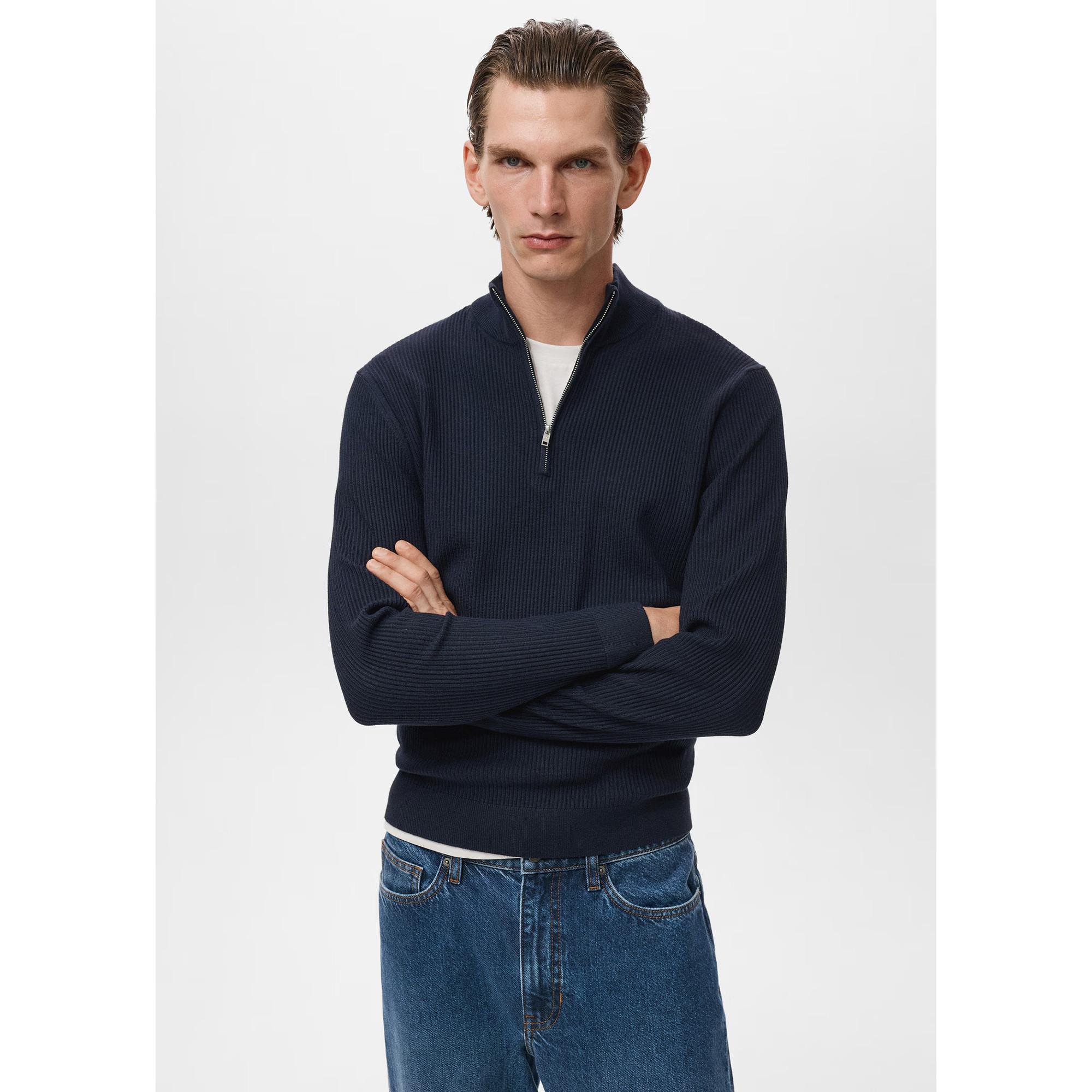 Mango Man Felpa a coste con mezza zip  