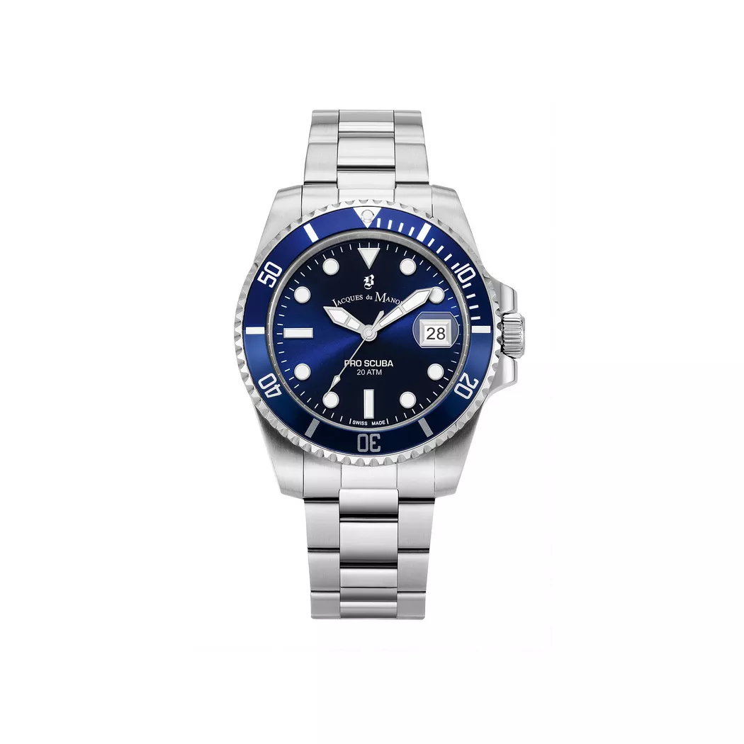 JACQUES DU MANOIR - Analoguhr, Pro Scuba 43, 43mm, Silber