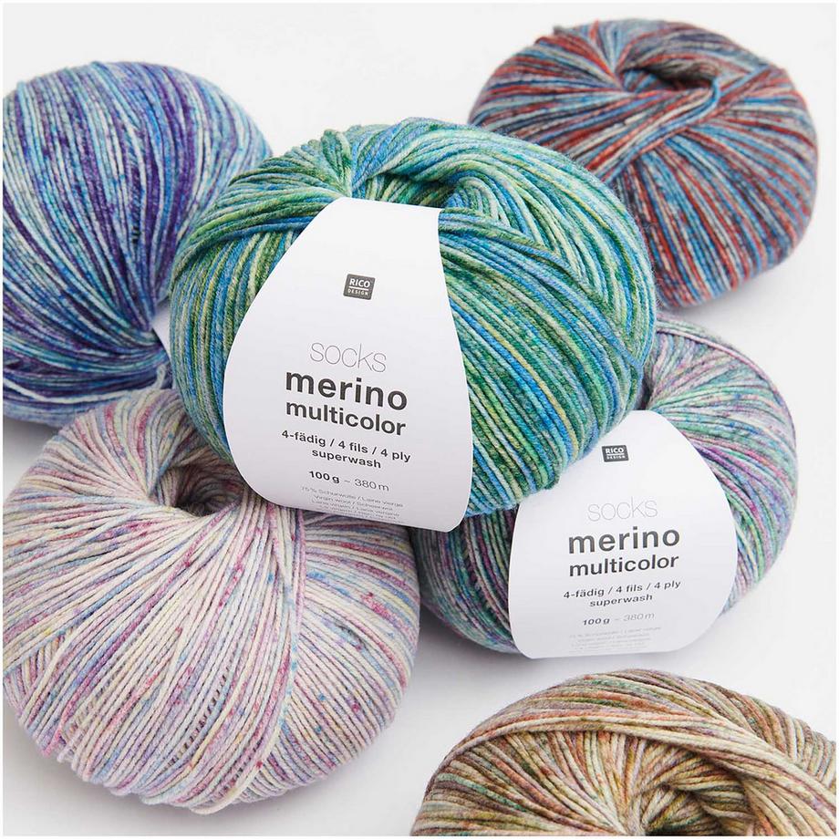 RICO-Design Fil pour travaux manuels Mérinos multicolore 4 fils 