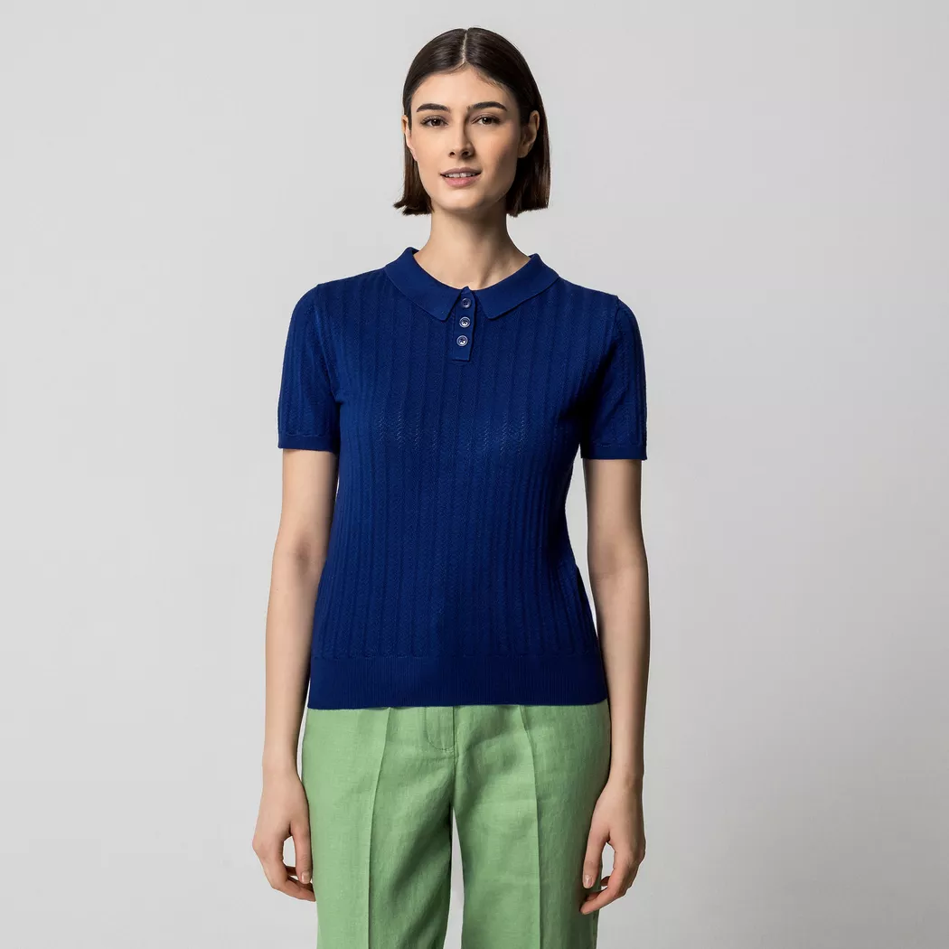 Manor Woman - Pullover, kurzarm, für Damen, Marine, Größe M 2