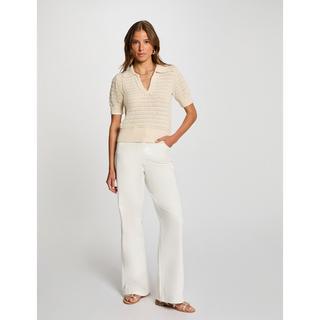 MORGAN Gestrickter Kurzarm Polo Pullover  