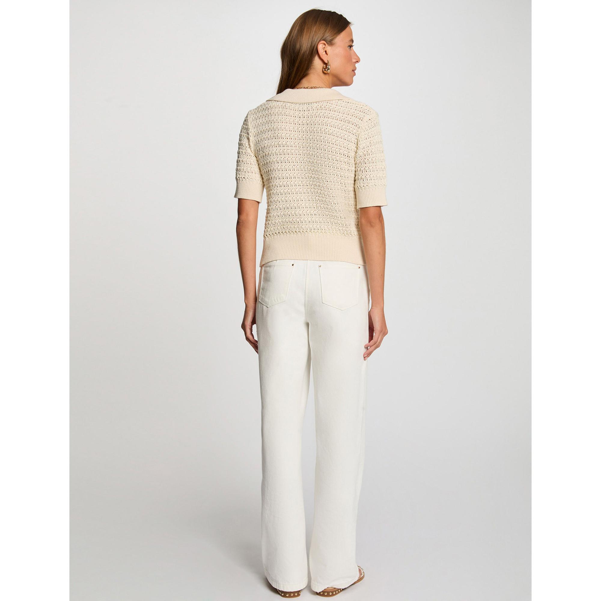 MORGAN Gestrickter Kurzarm Polo Pullover  