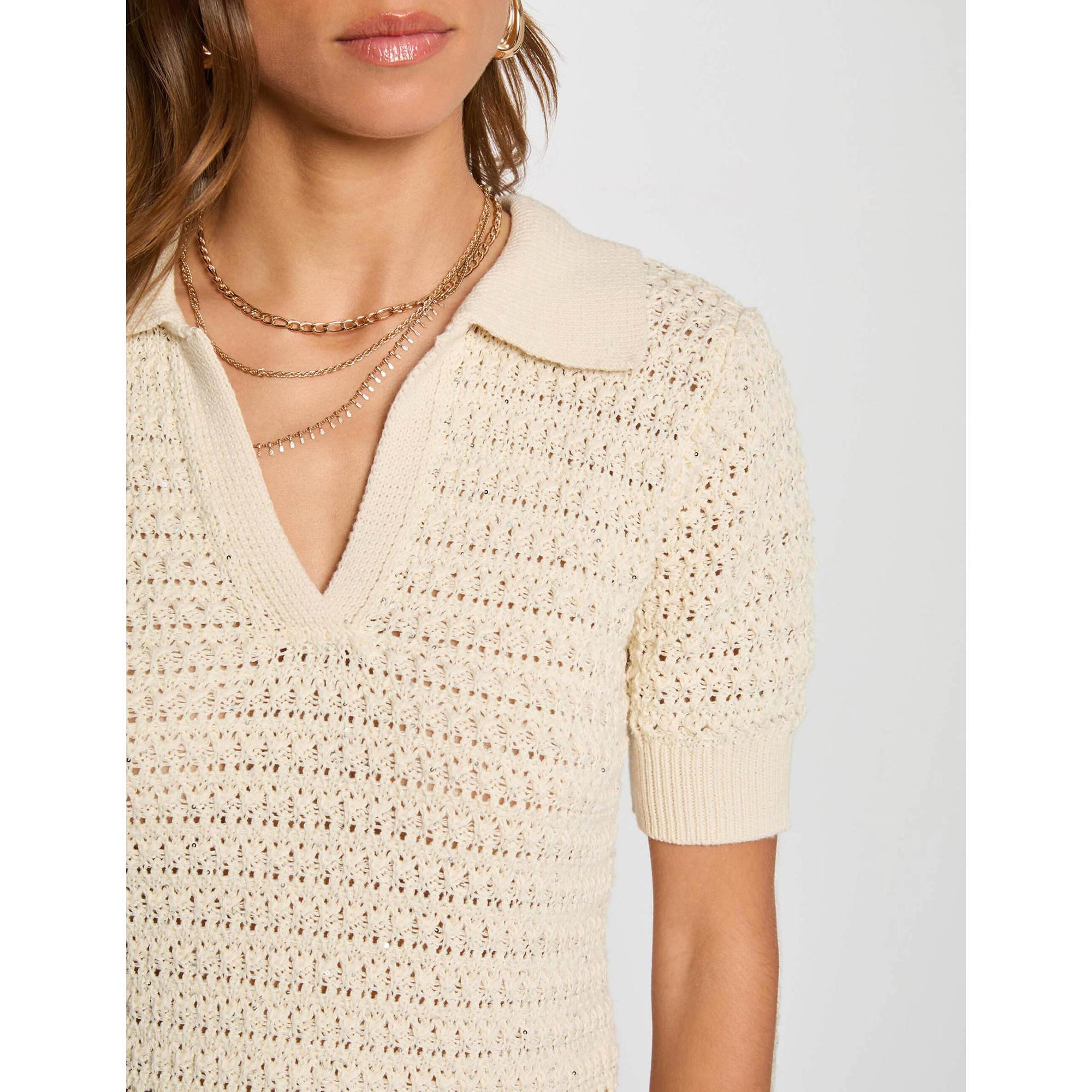 MORGAN Gestrickter Kurzarm Polo Pullover  