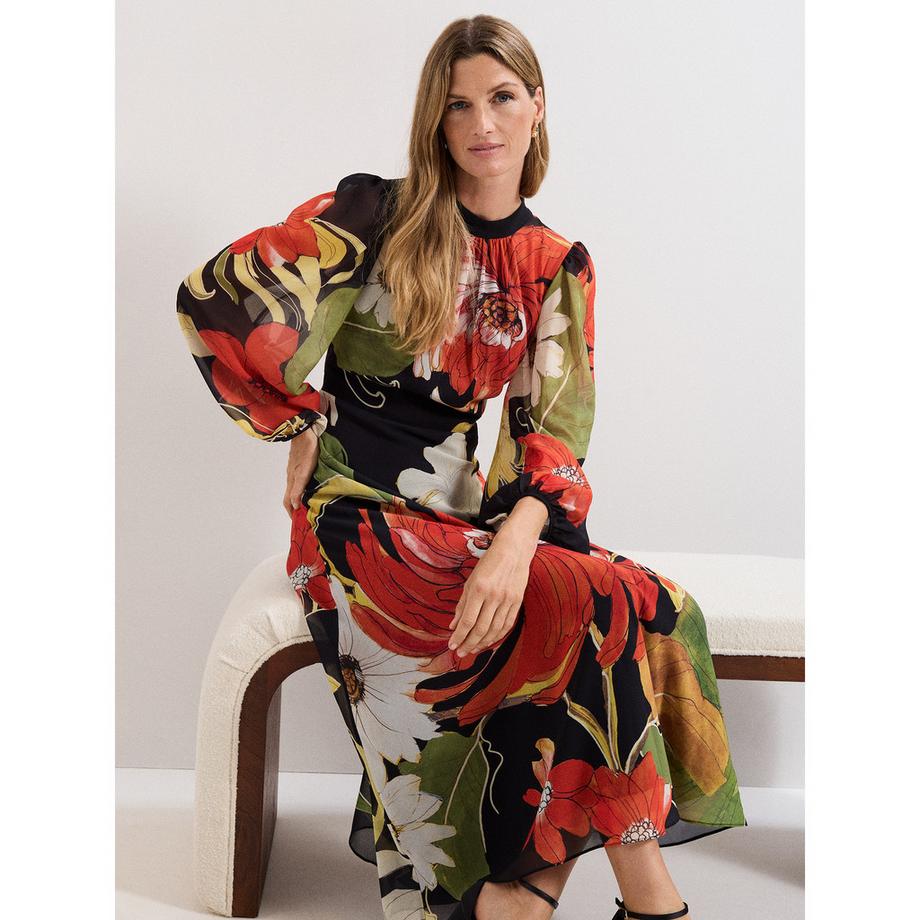 Phase Eight Eve Blumen Langarm Maxikleid  