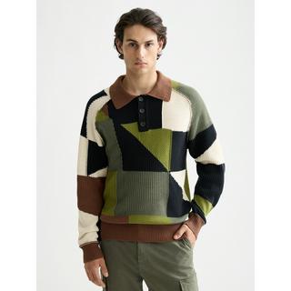 Scotch & Soda Sweat-shirt Polo en Maille Patchwork  