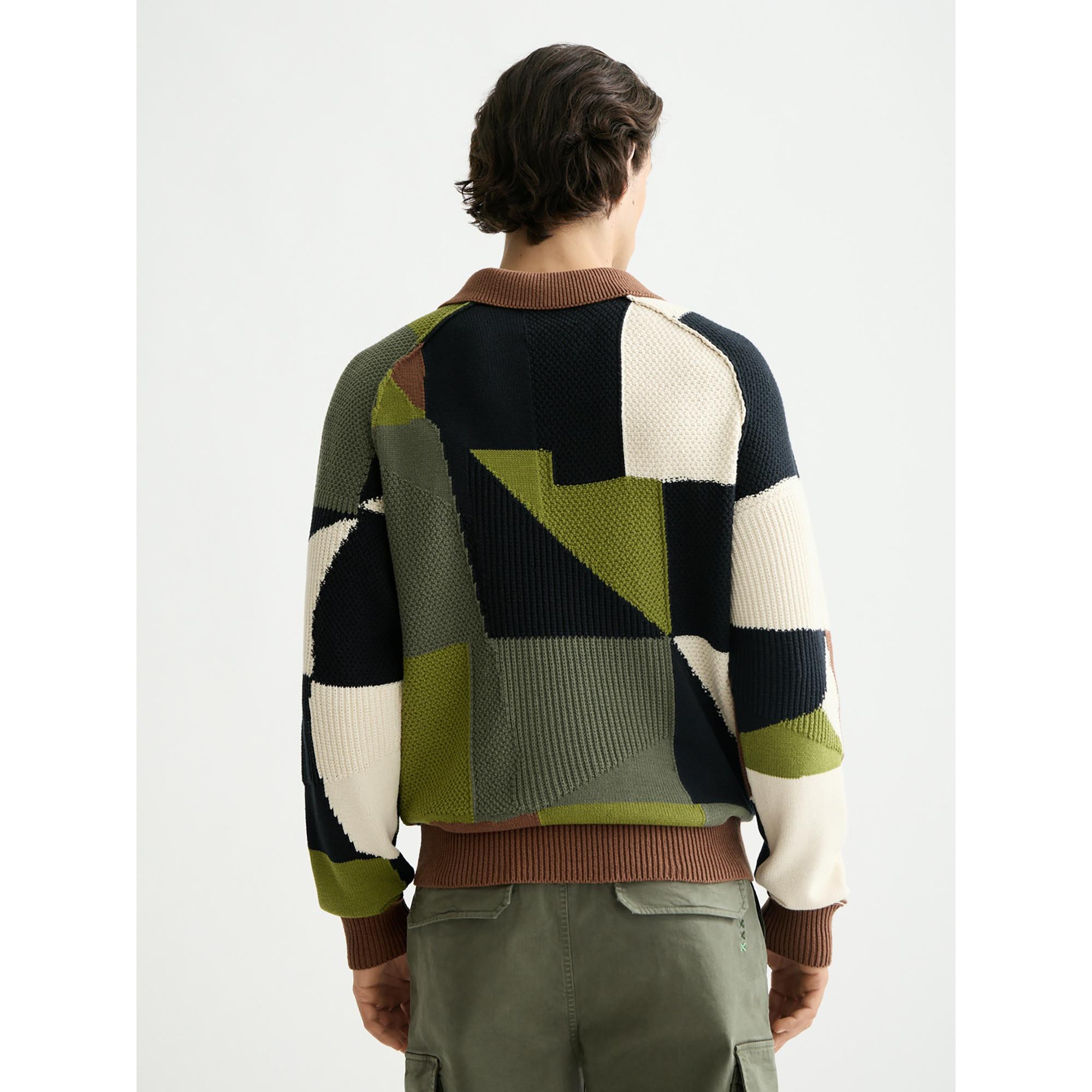 Scotch & Soda Sweat-shirt Polo en Maille Patchwork  