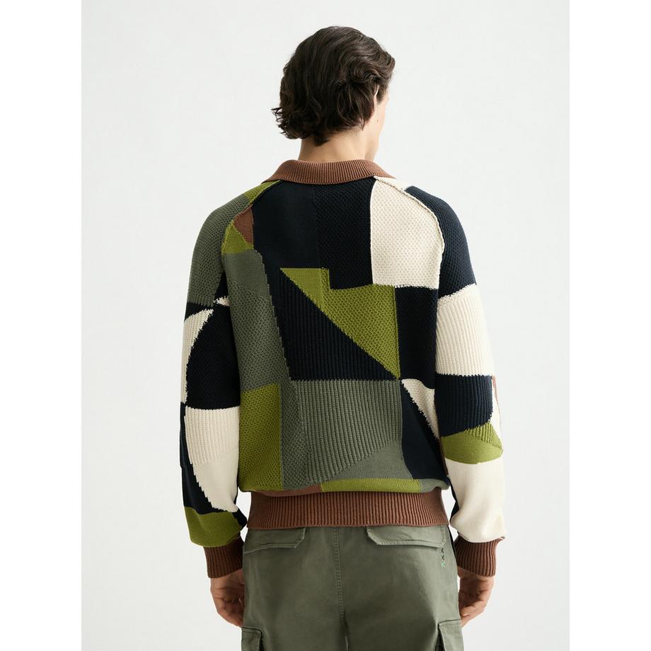 Scotch & Soda Patchwork Strick Polo Sweatshirt  