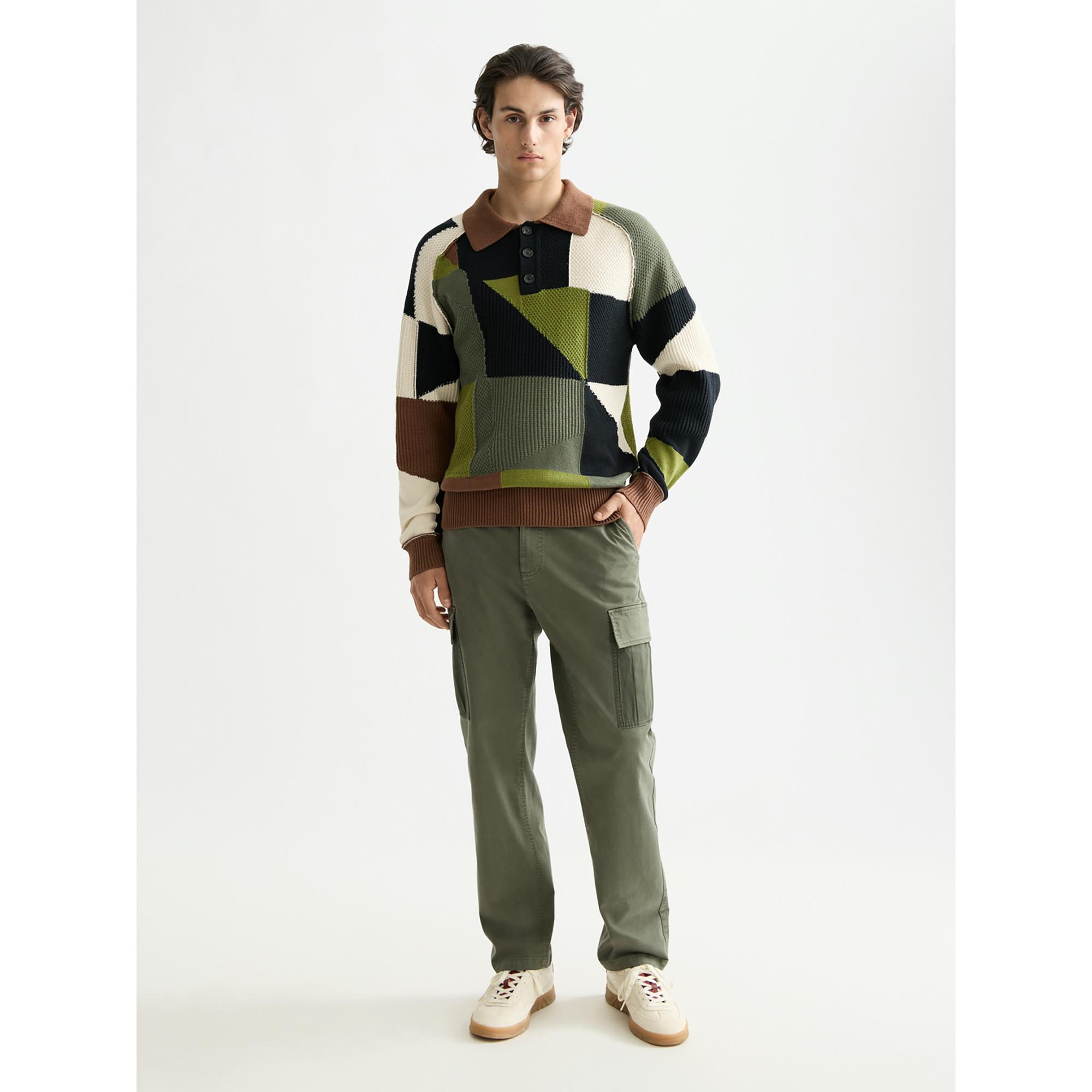 Scotch & Soda Sweat-shirt Polo en Maille Patchwork  