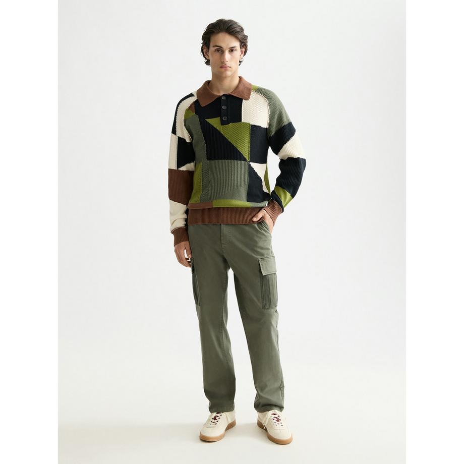 Scotch & Soda Patchwork Strick Polo Sweatshirt  