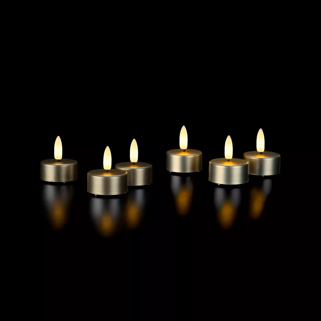 STT - LED Teelichter, 6 Stück, 6 Stück, Grau