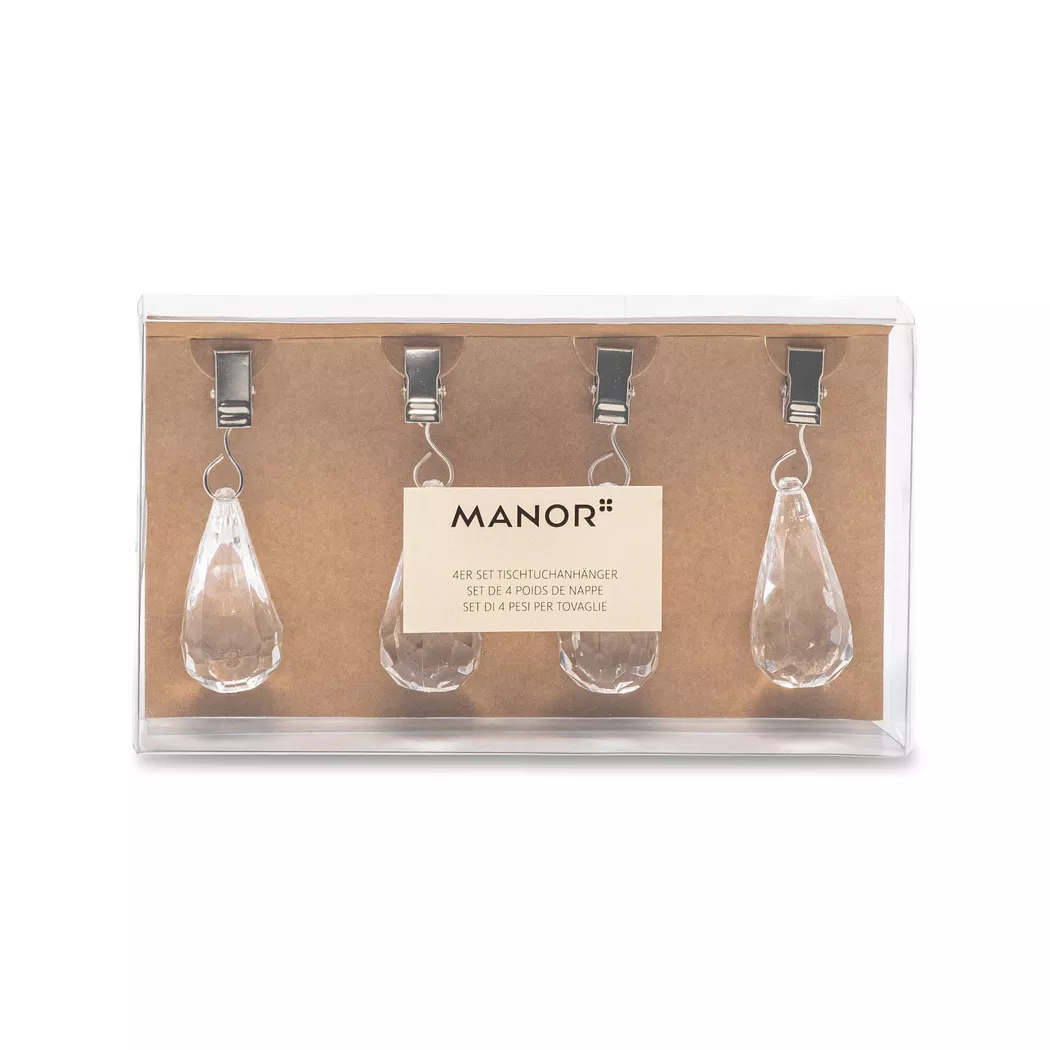 Manor - Tischtuchanhänger, 4 Stück, Set, Transparent