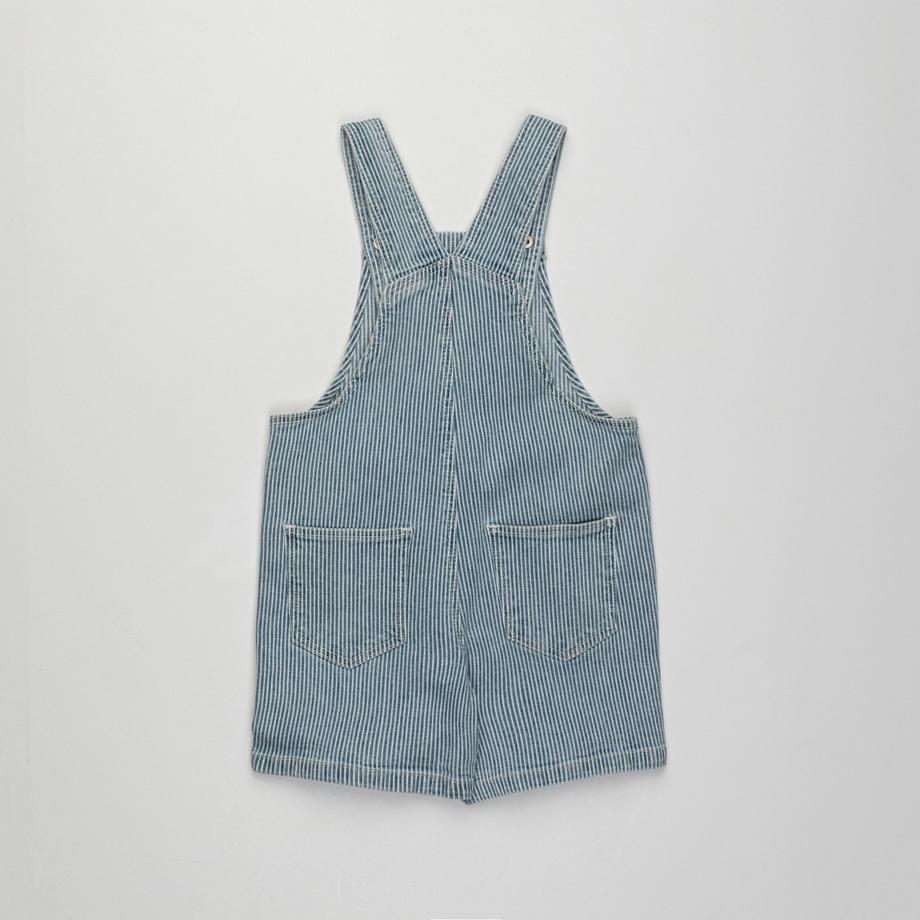 Manor Baby Salopette Corta in Denim a Righe  
