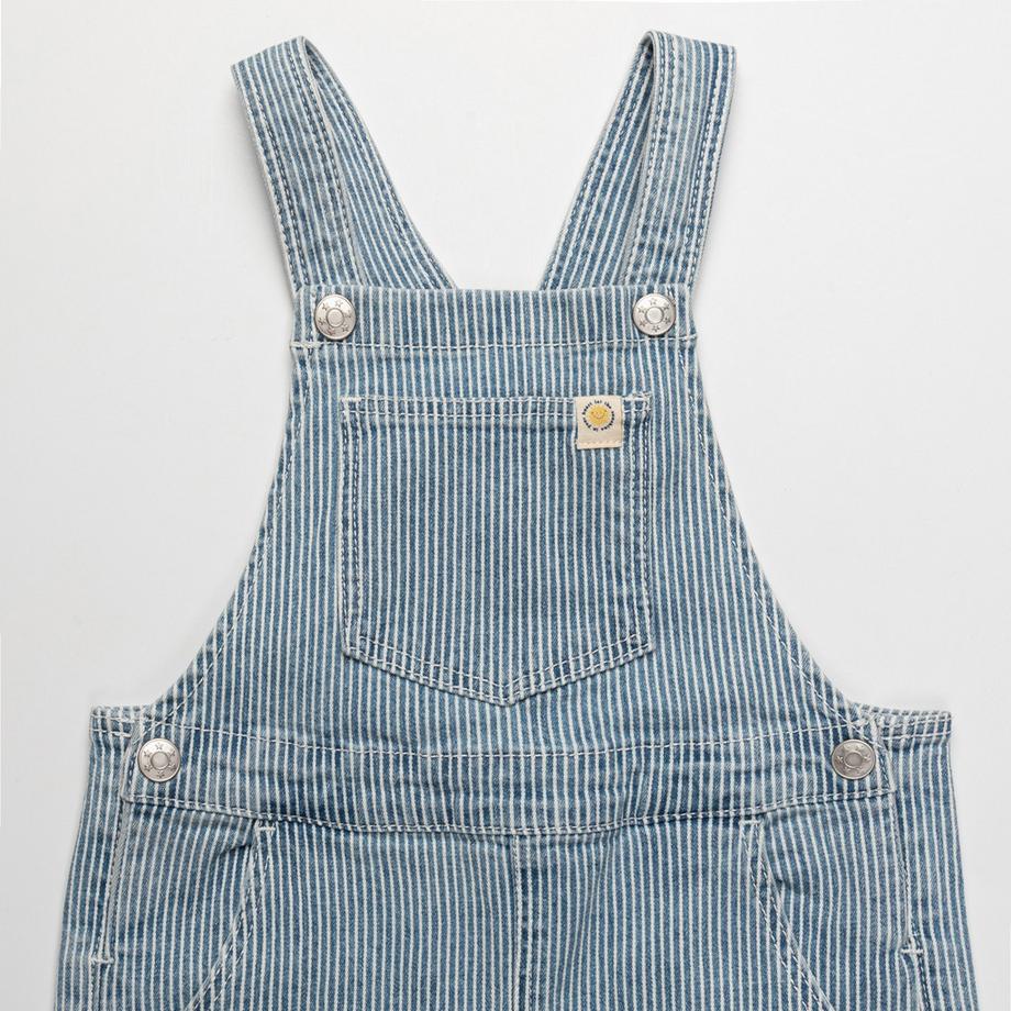 Manor Baby Salopette Corta in Denim a Righe  