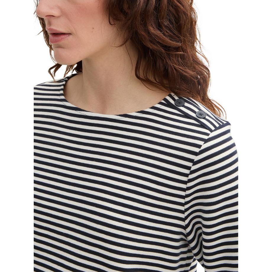 TOM TAILOR T-shirt rayé à manches 3/4  