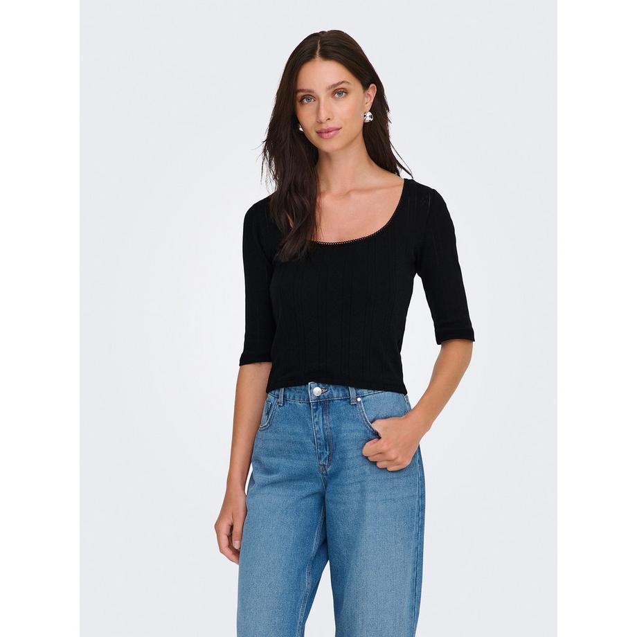 ONLY Sassy Carré Ausschnitt Halbarm Top  