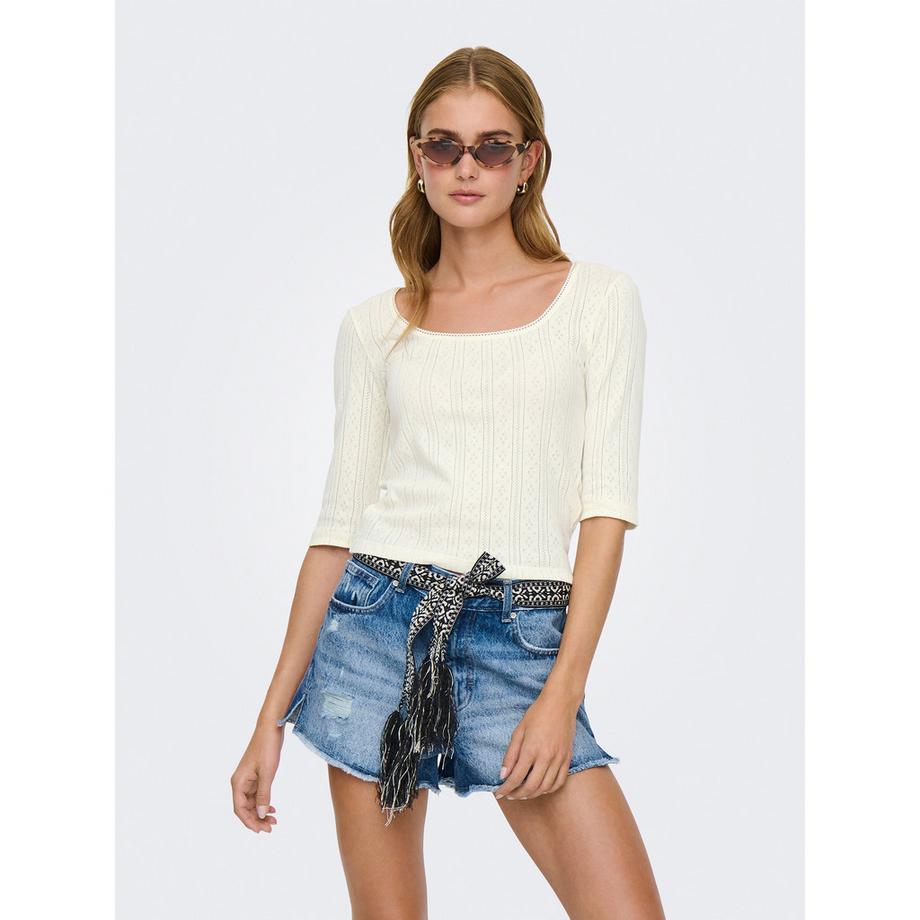 ONLY Sassy Carré Ausschnitt Halbarm Top  