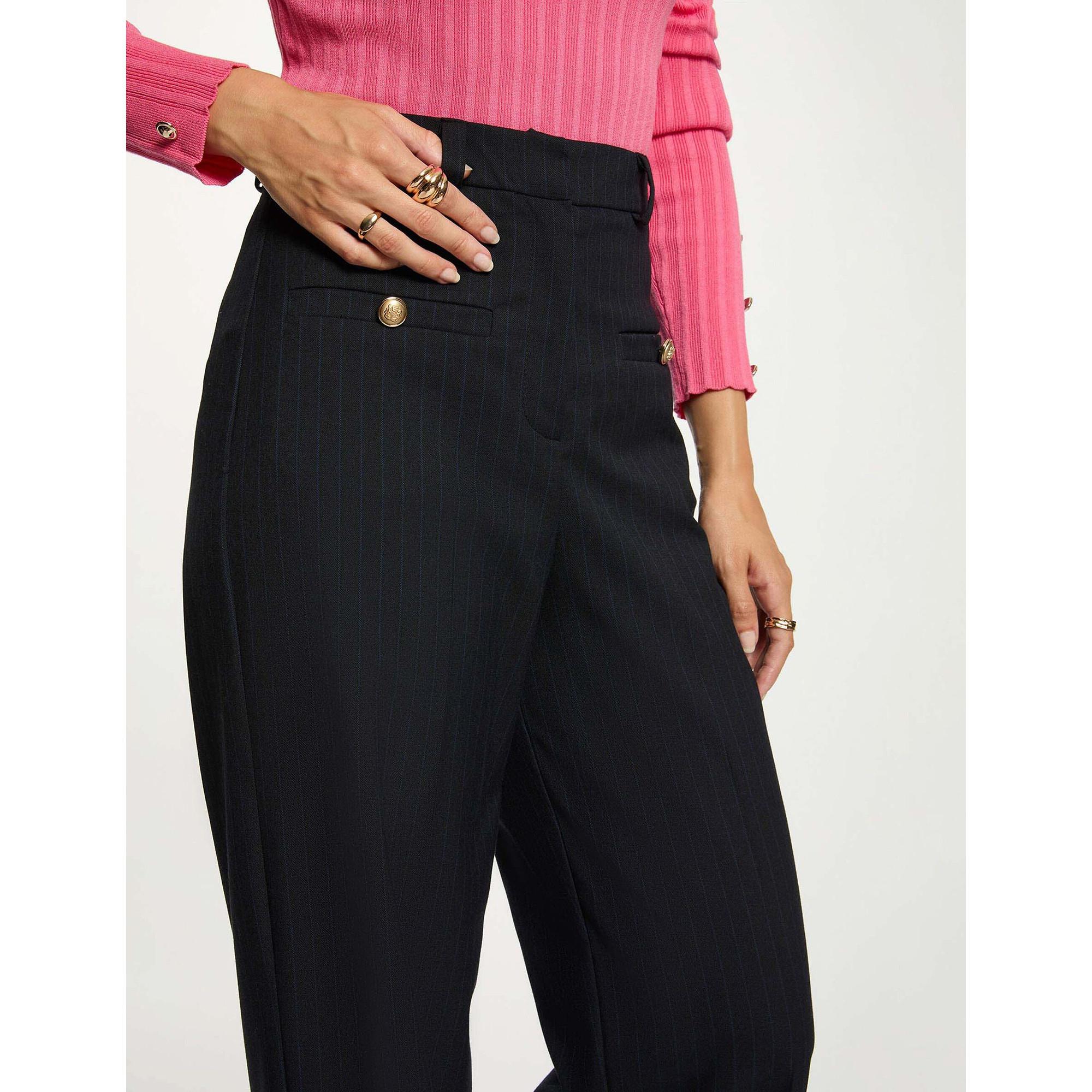 MORGAN Nadelstreifen High Waist Straight Fit Hose  
