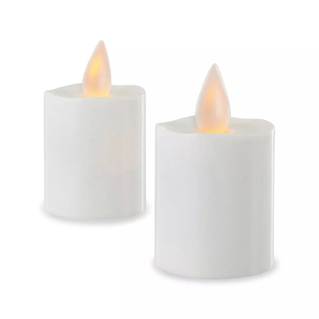 STT - LED Zylinderkerze, 2 Stück, Weiss
