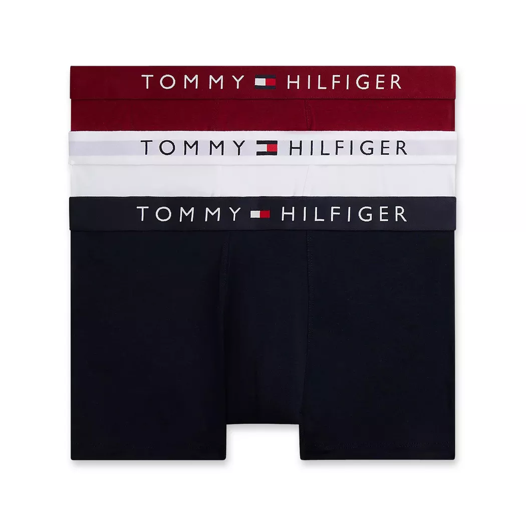 Trunk "3P TRUNK WB", Damen, Gr. XL (54), 3 Stk., desert sky, weiß, rouge, Jersey, Obermaterial: 95% Baumwolle, 5% Elasthan, TOMMY HILFIGER UNDERWEAR, körpernah, Unterhosen, mit Logobund