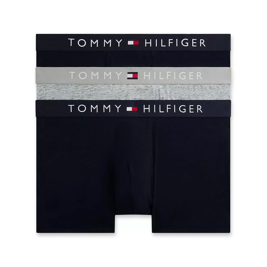 Trunk "3P TRUNK WB", Damen, Gr. XL (54), 3 Stk., desert sky, grau htr, desert sky, Jersey, Obermaterial: 95% Baumwolle, 5% Elasthan, TOMMY HILFIGER UNDERWEAR, körpernah, Unterhosen, mit Logobund