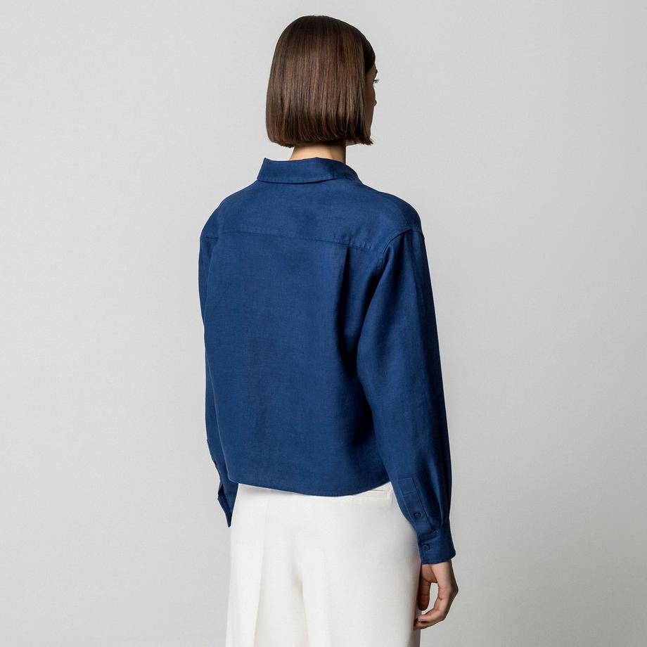 Manor Woman Chemisier à Manches Longues Coupe Droite avec Col Rabattu  