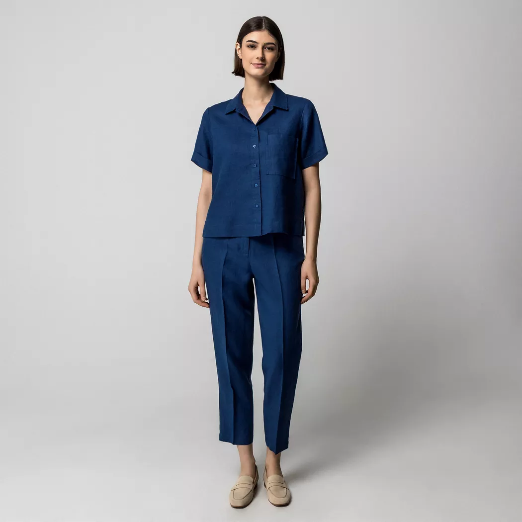 Manor Woman Regular Fit Ankle-Length Trousers Blue 44