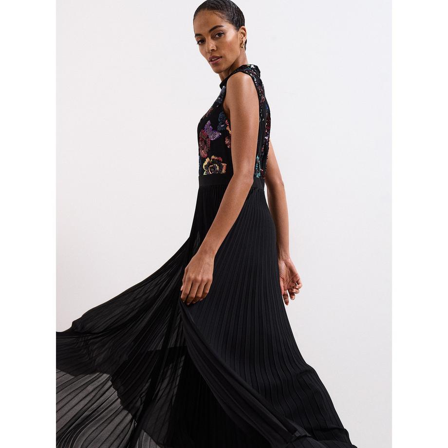 Phase Eight Vestito Lungo Senza Maniche Paillettes Floreale  