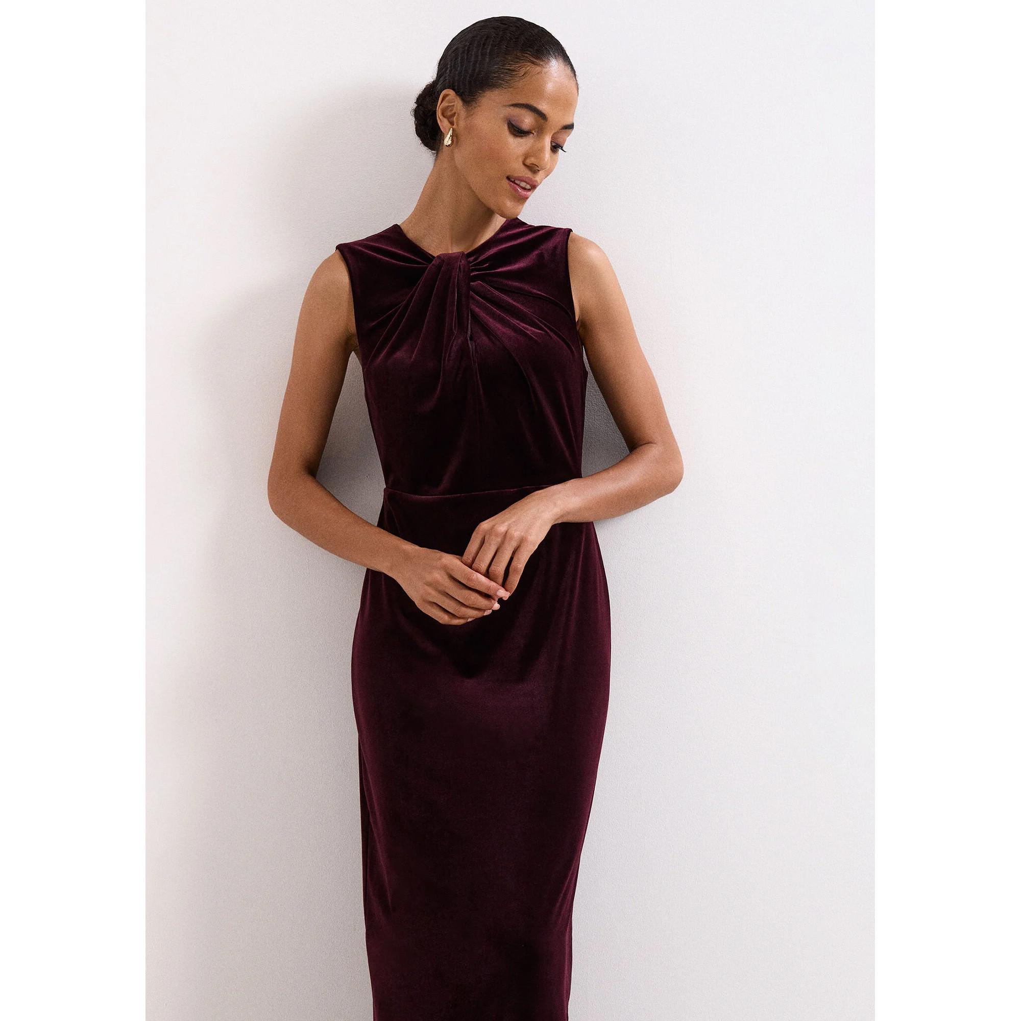 Phase Eight Ava Ärmelloses Samt Midikleid  