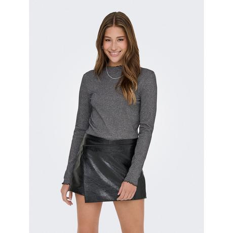 ONLY Top a maniche lunghe a costine con effetto glitter  