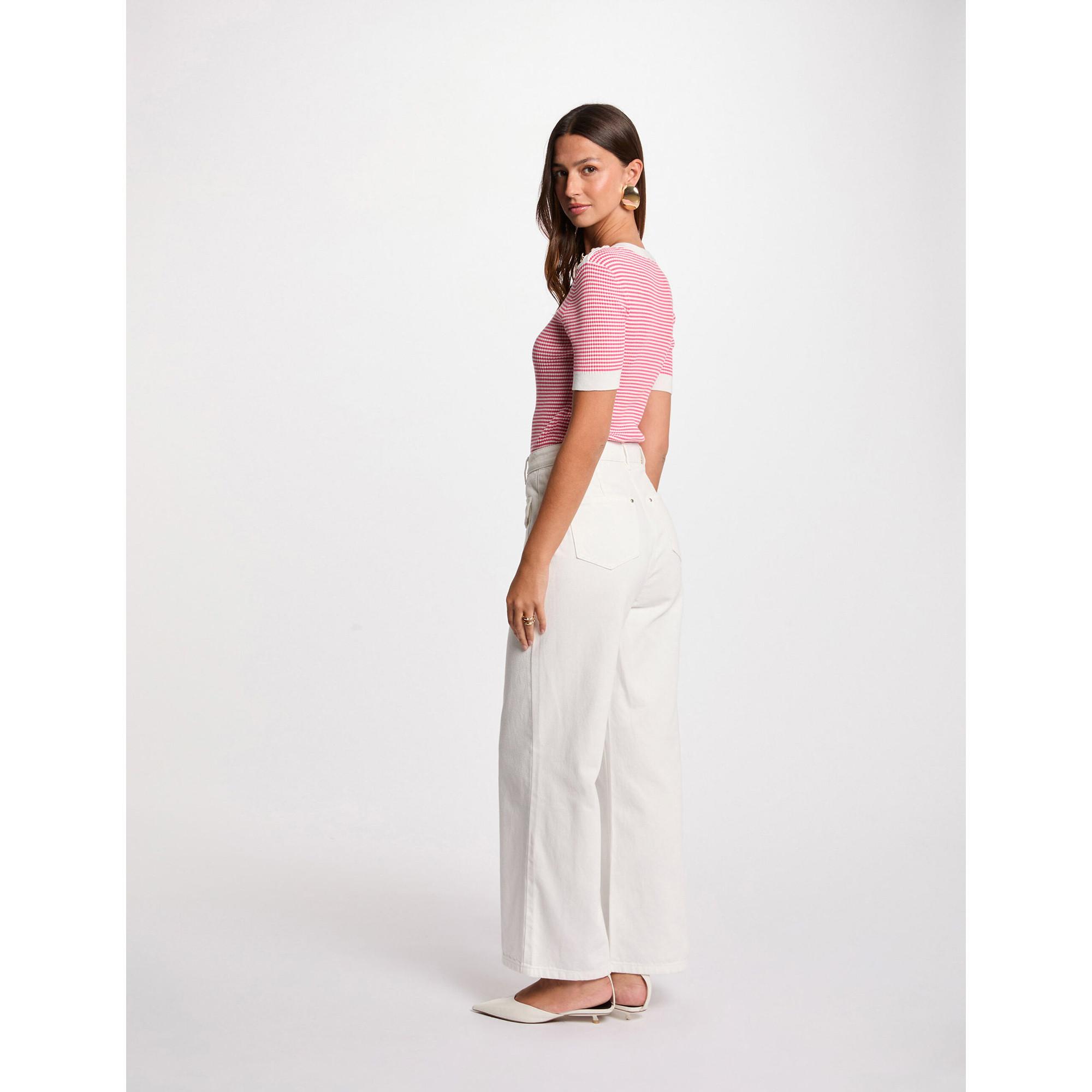 MORGAN Maglione a Righe Maniche Corte con Dettagli Bottone  